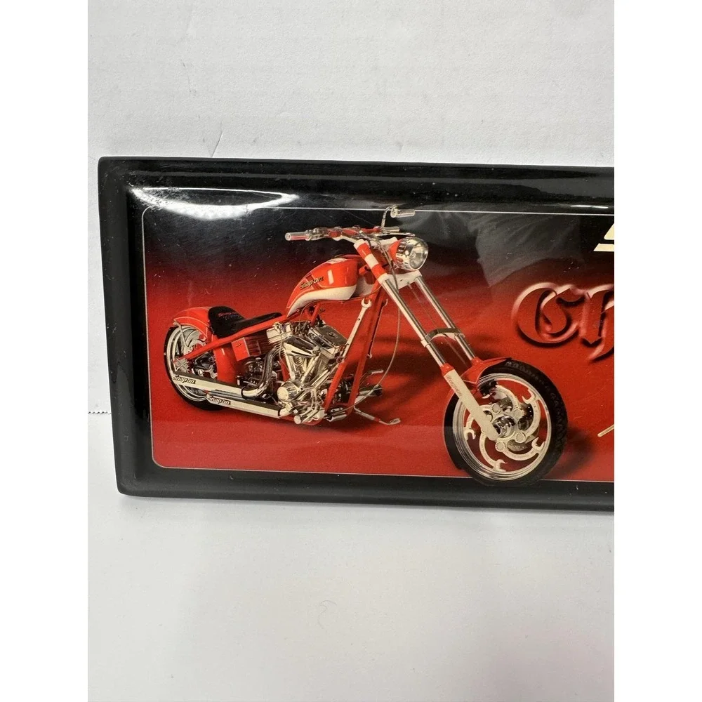 Snap-on Chopper Motorcycle Wall Clock Red Quartz Battery Garage Shop Decor